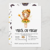 Invitation Fille Fée Mignonne à l'Halloween (Devant / Derrière)