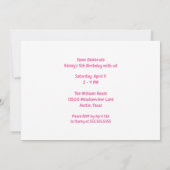 Invitation Fille Fée mignonne Pâques rose rayé fête d'anniver (Dos)