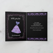 Invitation FILLE - Femme d'honneur - Robe à fleurs violettes (Intérieur)