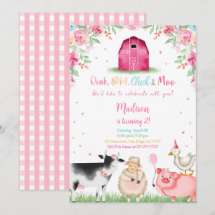 Invitation Fille ferme Anniversaire
