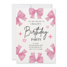 Invitation fille fête anniversaire coquette rose f