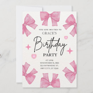 Invitation fille fête anniversaire coquette rose f