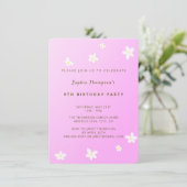 Invitation Fille Fête d'anniversaire de marguerites roses ten (Debout devant)