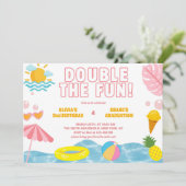 Invitation Fille Fête de l'été Fête d'anniversaire et de dipl (Debout devant)