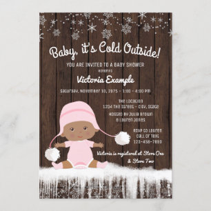 Invitation Fille Fête Prénatale Bébé d'Hiver Bébé il Fait Fro