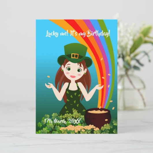 Invitation Fille fête son anniversaire sur Saint Patrick's (Debout devant)