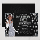 Invitation Fille flapper afro-américaine 30 ans (Devant / Derrière)