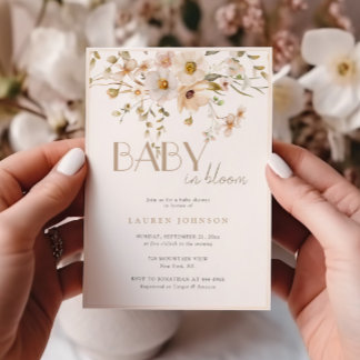 Invitation Fille Fleur Élégante en Fleur pour Baby Shower