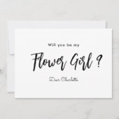 Invitation Fille Fleur Noir Blanc Écriture (Devant)