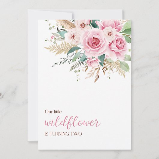 Invitation Fille Fleur sauvage 2e fête d'anniversaire (Dos)