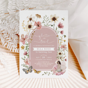 Invitation Fille Fleur sauvage de la fée Blush Boho Muted Bir