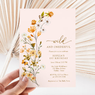 Invitation Fille Fleur sauvage sauvage 1er anniversaire