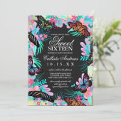 Invitation Fille Fleurs papillon Feuille Aquarelle douce 16 (Debout devant)