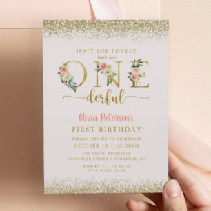 Invitation Fille Floral n'est-elle pas géniale 1er anniversai