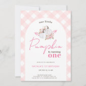 Invitation Fille Floral Notre Petit Citrouille 1er anniversai (Devant)