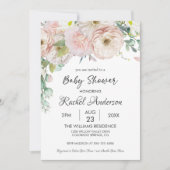Invitation Fille Floral verdure Baby shower pastel doux (Devant)