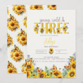 Invitation Fille florale Anniversaire | 3e anniversaire (Devant / Derrière)