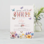 Invitation Fille florale Anniversaire | 3e anniversaire (Debout devant)