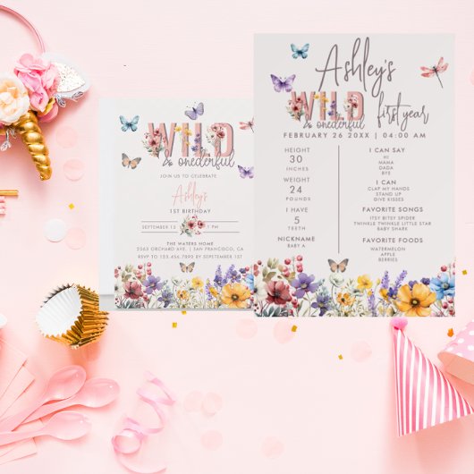Invitation Fille florale Anniversaire | Wild & Onederful