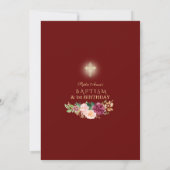 Invitation Fille florale Bourgogne rose 1er anniversaire et b (Dos)