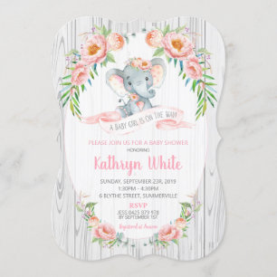 Invitation Fille florale d'invitation de baby shower