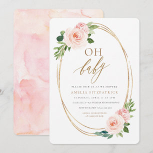 Invitation Fille florale d'invitation de baby shower