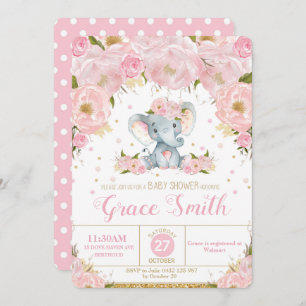 Invitation Fille florale d'invitation de baby shower