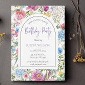 Invitation Fille florale fête d'anniversaire
