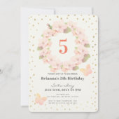 Invitation Fille Florale Fille Fille Fleur Fleur de Fleur ros (Devant)