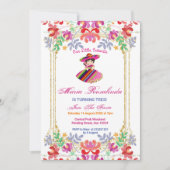 Invitation Fille Florale Mexicaine Tres Anniversaire (Devant)