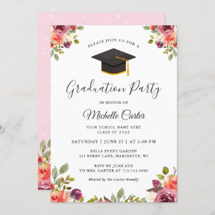 Invitation Fille florale moderne de la botanique Grad Grad Pa