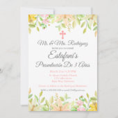 Invitation Fille Florale Présentation 3 Ans Mexicain 3 Ans (Devant)