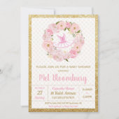 Invitation Fille florale rose d'invitation de baby shower de (Devant)