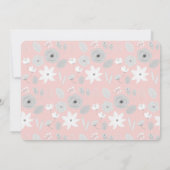 Invitation Fille florale rose Gris rose Photo Première commun (Dos)