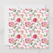 Invitation Fille Florale rose Saint Baptême Aquarelle Fleurs (Dos)