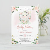 Invitation Fille Florale Rose Un Petit Baby shower D'Agneau (Debout devant)