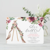 Invitation Fille florale rustique sauvage d'un boho 1er anniv (Debout devant)