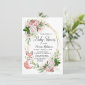 Invitation Fille Fox Aquarelle Baby shower Floral (Debout devant)