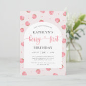 Invitation Fille fraise 1er anniversaire Berry 1er anniversai (Debout devant)