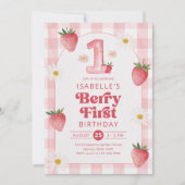 Invitation Fille fraise Berry 1er anniversaire fête (Devant)