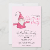 Invitation Fille Fun Gnome Personnalisé Pink Noël (Devant)