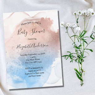 Invitation Fille Garçon Bébé Splash Rose Bleu Baby Shower