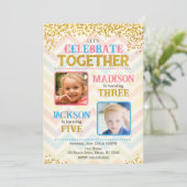 Invitation Fille Garçon Ensemble Frères et Sœurs Fête d'anniv (Debout devant)