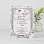 Invitation Fille Garçon Fiesta Argent Charro Mexicaine Bautiz (Debout devant)