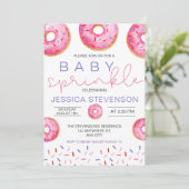 Invitation Fille gâteau d'anniversaire Donuts bébé Sprinkle S (Debout devant)