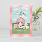 Invitation Fille Gingham Ferme Cour de ferme 2e anniversaire (Debout devant)
