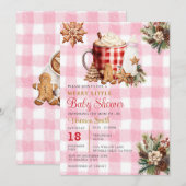 Invitation Fille gingham Une joyeuse petite baby shower (Devant / Derrière)