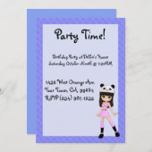 Invitation Fille Girly Debbie d'invitation de partie (Devant / Derrière)