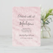 Invitation Fille Glam Blush Pink Zebra Imprimer (Debout devant)
