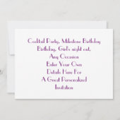 Invitation Fille Glitzy Violette Personnalisée C'est Temps De (Dos)